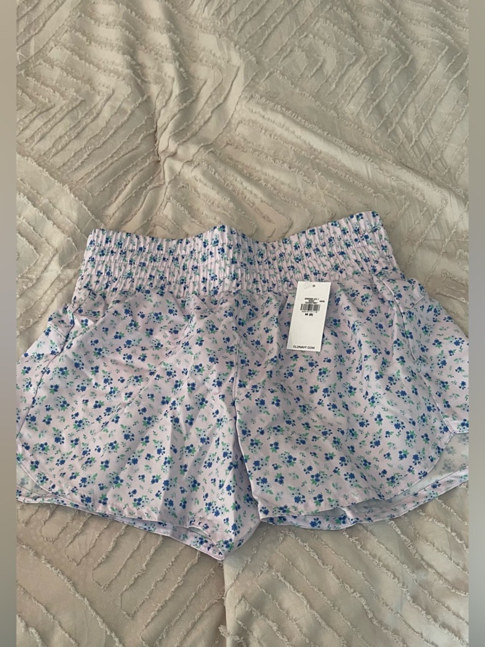 Old Navy  Floral Smocked Waist Shorts - Light Lavender/ Pink- dry fit- size 8
